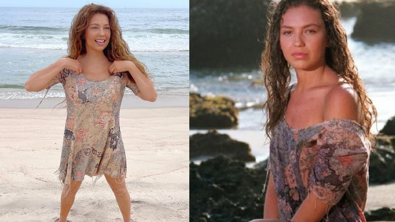 Thalia se caracteriza de Marimar com vestido original da personagem