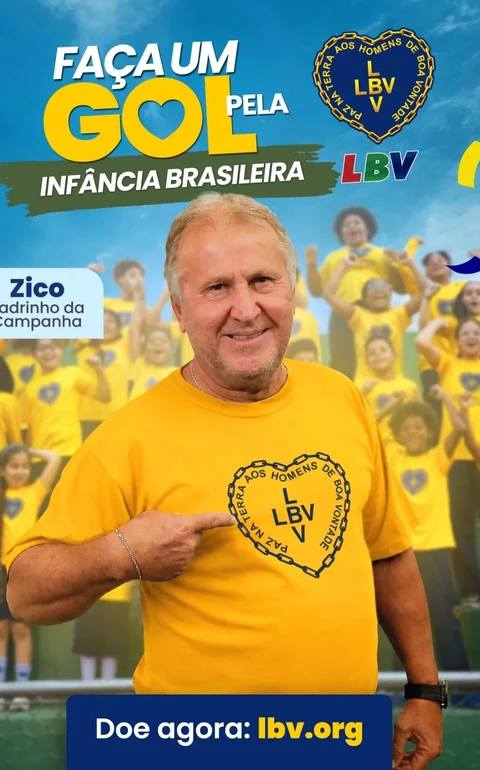 Zico entra em campo com a LBV em campanha pela infância brasileira