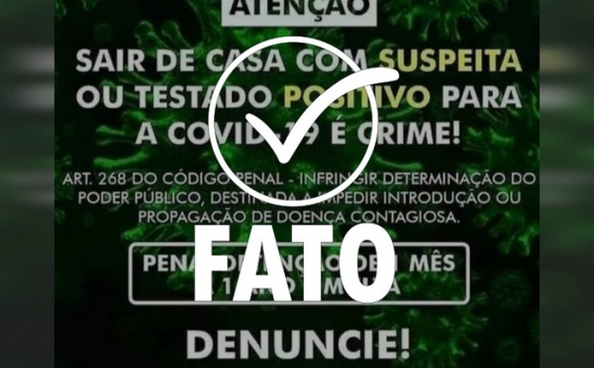 É fato que sair de casa infectado com Covid-19 é crime passível de prisão