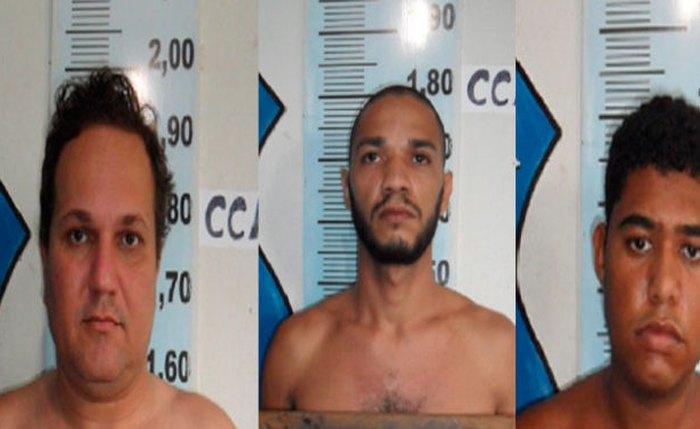 Carlos André Moura e Silva, 41 anos, Alexandre César Romão Júnior, 25 anos, e Bruno Gouveia de Santana, 32 anos. (Fotos: Ascom/PC)