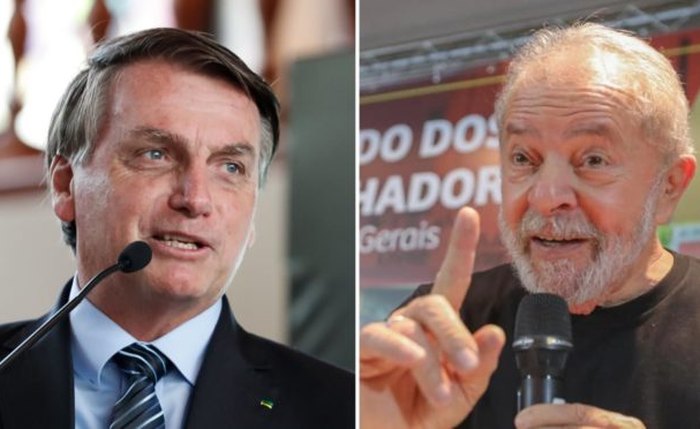 O atual presidente, Jair Bolsonaro, e o ex-presidente Lula