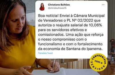  Prefeita Christiane Bulhões anuncia reajuste salarial de 10,06% para os servidores municipais