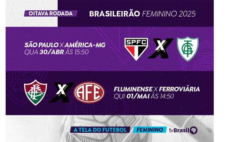 TV Brasil exibe jogos do Brasileirão Feminino nesta quarta e na quinta