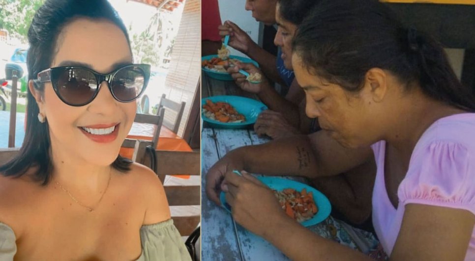 Esteticista Claudia Pollyanne antes e depois da internação