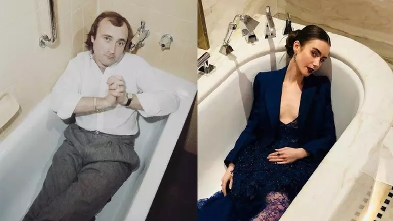Lily Collins homenageia Phil Collins em aniversário e fãs reagem: É seu pai?