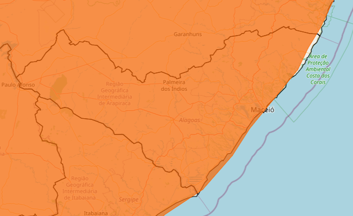Inmet emite alerta de chuvas intensas para Alagoas