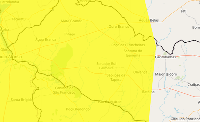 Inmet alerta para perigo potencial de chuvas intensas em Alagoas