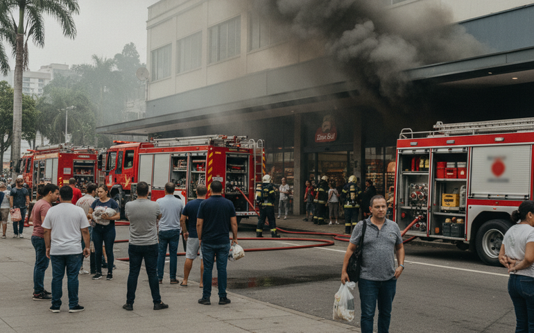 Incêndio atinge cozinha de mercado no Largo do Machado