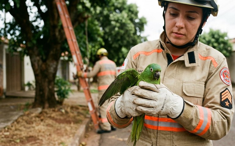 Bombeiros de Minas Gerais resgatam maritaca ferida