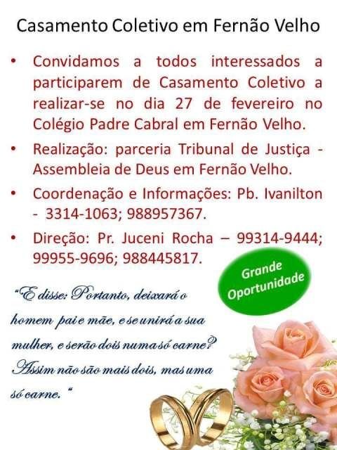 Assembleia de Deus em Fernão Velho realiza casamento coletivo