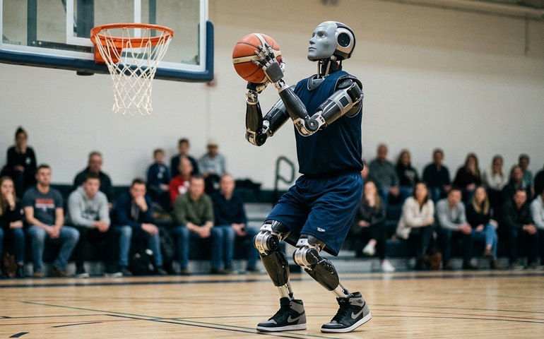 Robô humanoide impressiona ao jogar basquete com precisão de atleta