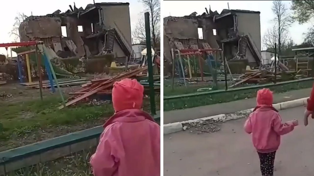 Vídeo: Menina ucraniana chora ao ver creche destruída por mísseis russos