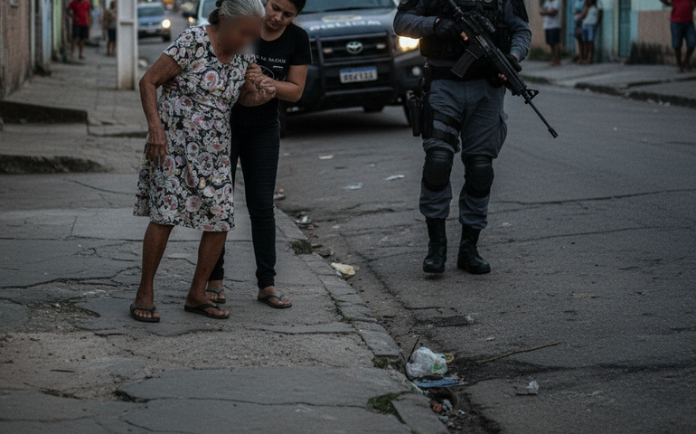 Idosa é agredida por policial militar com coronhada de fuzil em Nilópolis