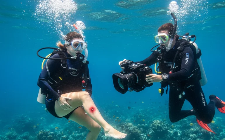 Mulher é mordida por tubarão-lixa após mergulhador atingir animal com câmera