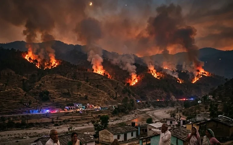 Incêndios florestais avançam na Índia em meio à seca