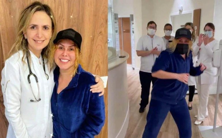 Joelma recebe alta após internação por edema e celebra dançando