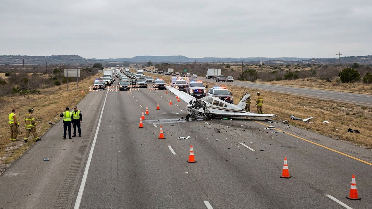 Avião cai em rodovia no Texas e deixa uma pessoa morta e cinco feridas
