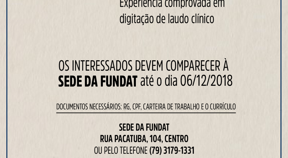 Fundat abre vaga de digitador
