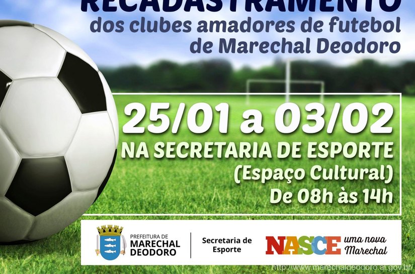 Secretaria de Esporte convoca clubes de futebol para recadastramento
