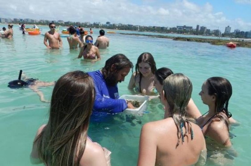 Parceria leva educação ambiental às piscinas naturais da Pajuçara