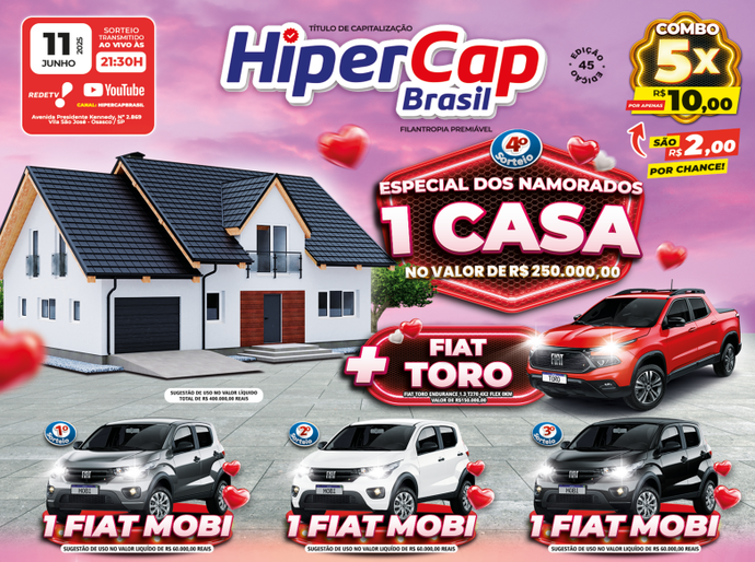 Amor, carro e casa nova? Com o HiperCap, esse Dia dos Namorados pode ser inesquecível!