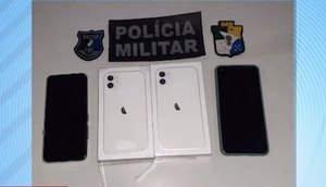 Aparelhos roubados foram recuperados pela Polícia Militar. / Foto: Imagem: Reprodução/TV Atalaia