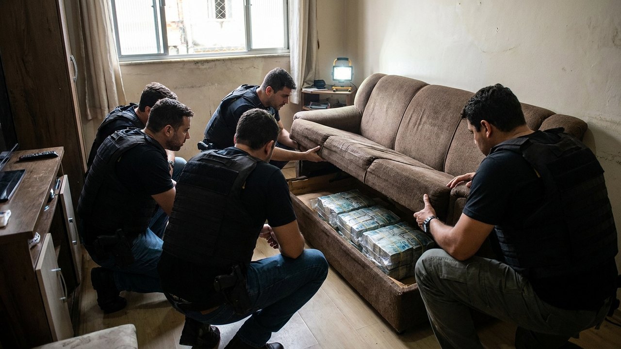PF encontra R$ 450 mil escondidos embaixo de sofá durante operação no Rio