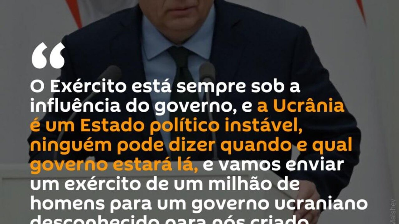 Os planos da UE para financiar a criação do Exército ucraniano, que totalizará um milhão de pessoas, se tornarão uma ameaça à segurança da Europa, declarou o primeiro-ministro húngaro Viktor Orbán.