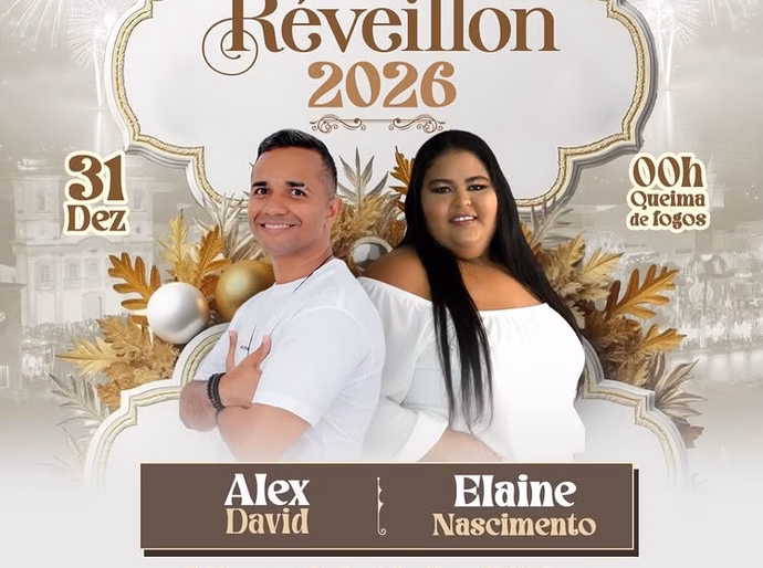 Réveillon 2026 em Penedo terá shows de Alex David e Elaine Nascimento na Praça 12 de Abril