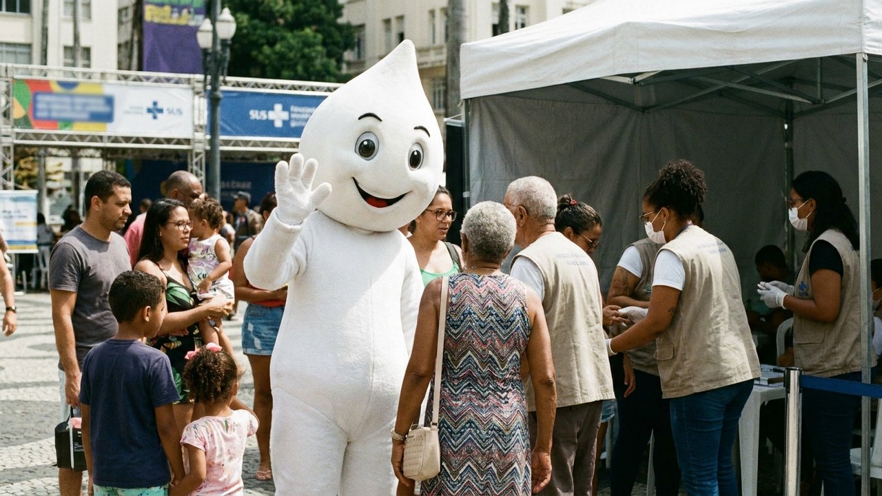 Zé Gotinha incentiva participação em campanha de vacinação neste sábado no Rio