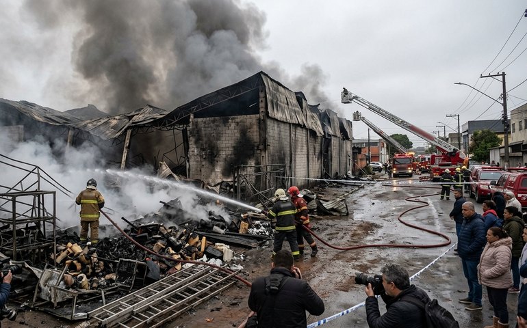Fábrica de velas sofre incêndio de grandes proporções em Mauá, SP