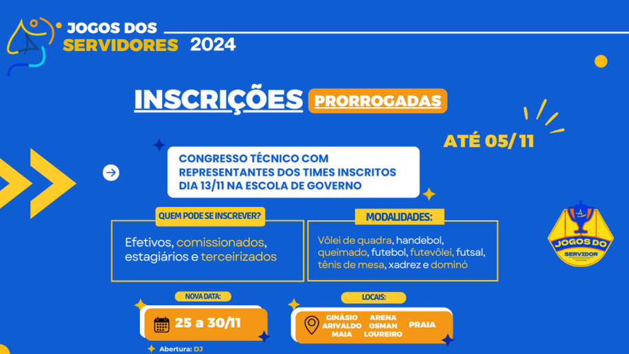 Inscrição dos Jogos dos Servidores é prorrogada