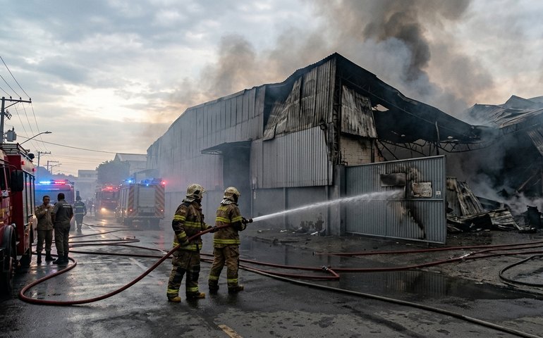 Galpão pega fogo no Riocentro; não há feridos