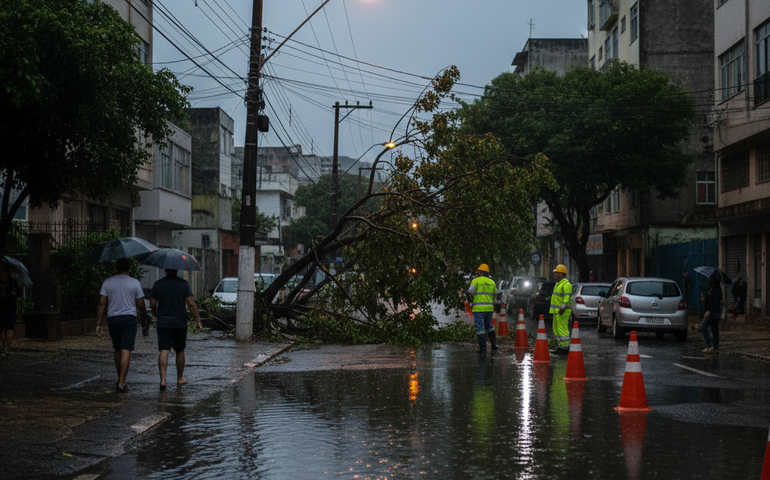 Município do Rio registra chuva forte e alagamentos na madrugada desta quarta-feira