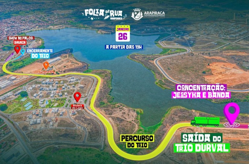 Lago da Perucaba será palco do maior 'Folia de Rua' da história de Arapiraca