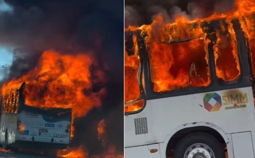 Incêndio em ônibus interdita trecho da Avenida Fernandes Lima