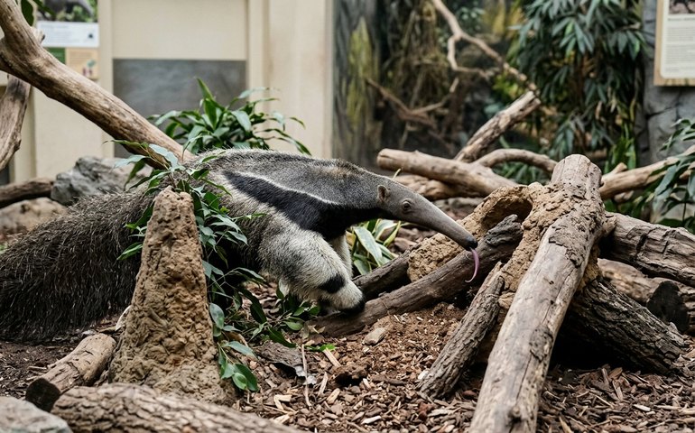 Tamanduá Diego transforma café da manhã em 'caça' no Zoológico de Moscou