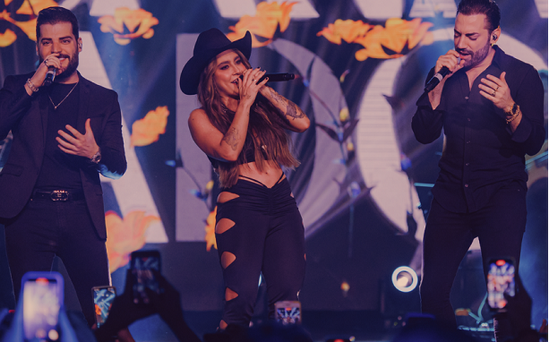 Lauana Prado sobe faixa com Guilherme e Benuto