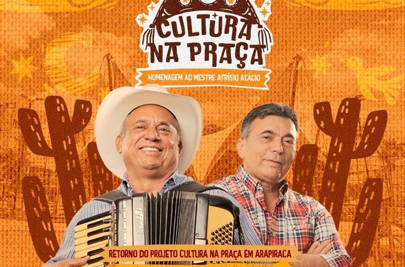 Celebrando 15 anos, Cultura na Praça estreia em Arapiraca com show especial de Sirano e Sirino