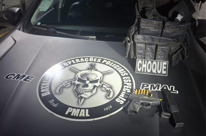 PM apreende arma, munições e colete durante operação no Vergel do Lago