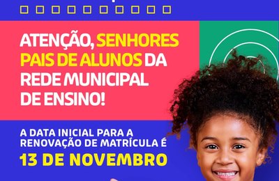 Secretaria de Educação de Palmeira inicia campanha de renovação de matrícula nesta segunda