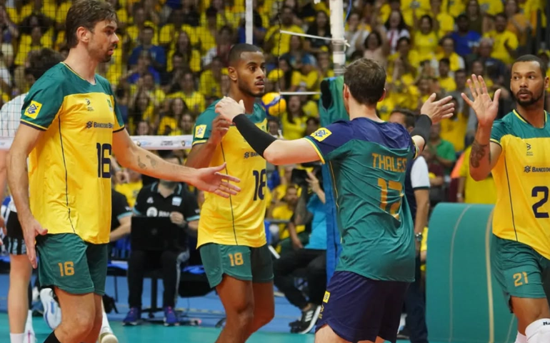 Seleção masculina de vôlei bate Argentina e conquista 8ª vitória na Liga das Nações