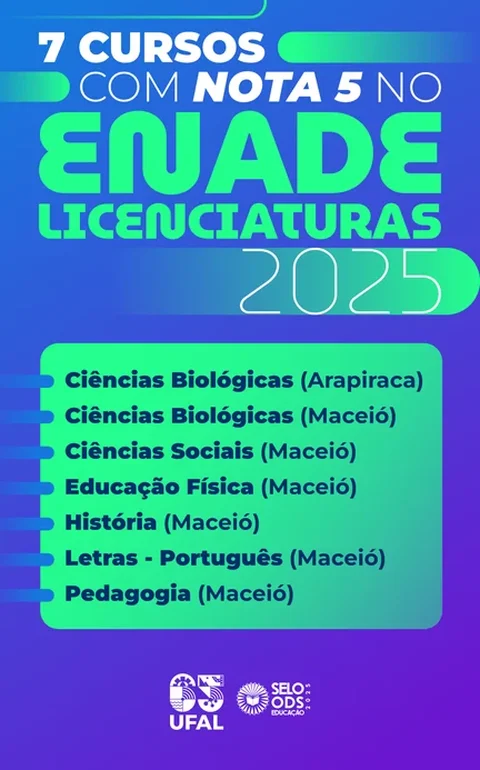 Nota máxima: 7 Licenciaturas da Ufal se destacam no Enade 2025