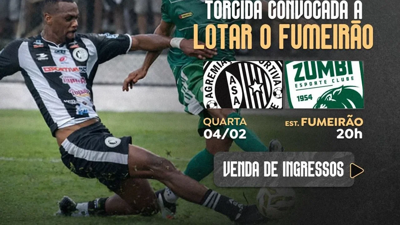 Ingressos para ASA x Zumbi já estão à venda para duelo da Copa Alagoas