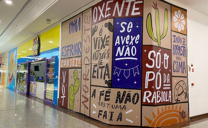 Arapiraca Shopping inaugura painéis visuais assinados por artista local