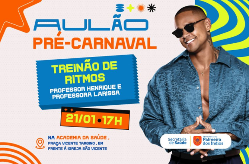 Por meio da Academia de Saúde, SMS realiza aulão pré-carnaval nesta quarta (21), em Palmeira