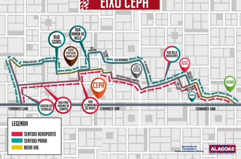 Eixo Cepa terá nove quilômetros de extensão e beneficiará toda a Maceió