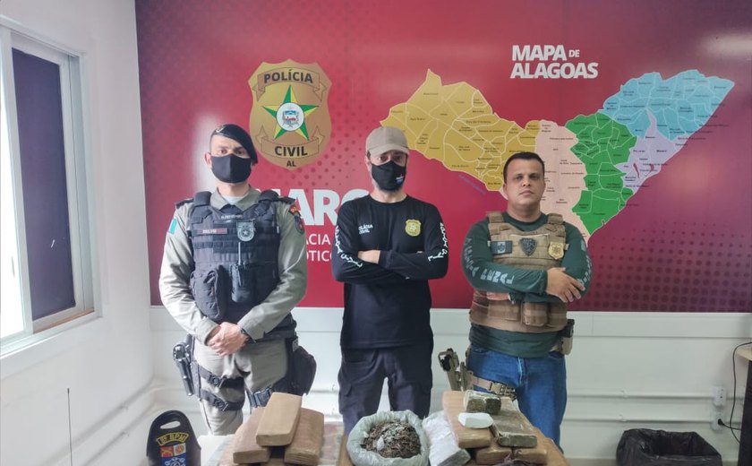 Polícias Penal, Militar e Civil prendem dois suspeitos e apreendem mais de 20 kg de drogas