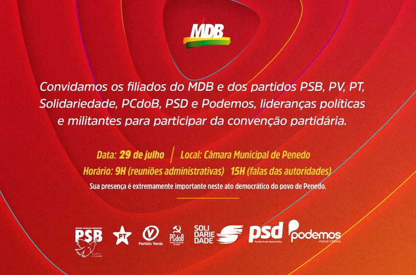 MDB de Ronaldo Lopes marca convenção partidária para 29 de julho em Penedo