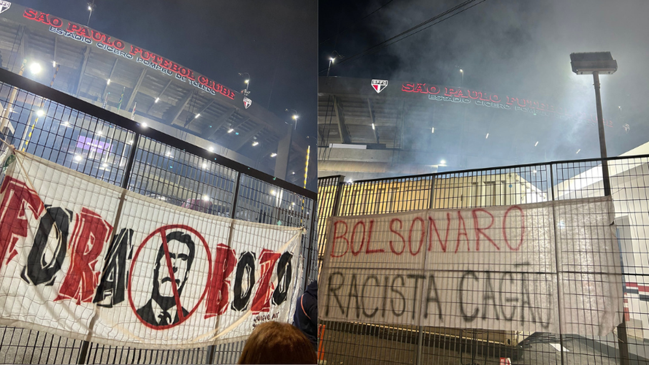 Bolsonaro vai ao Morumbi com Tarcísio em clima de campanha, entre gritos de xingamentos